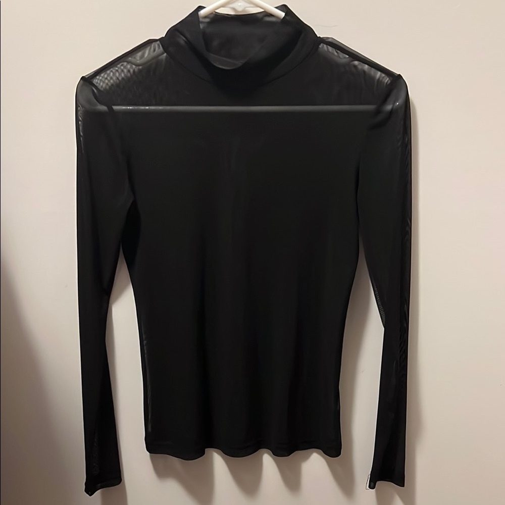 Black Sheer Long Sleeve Top